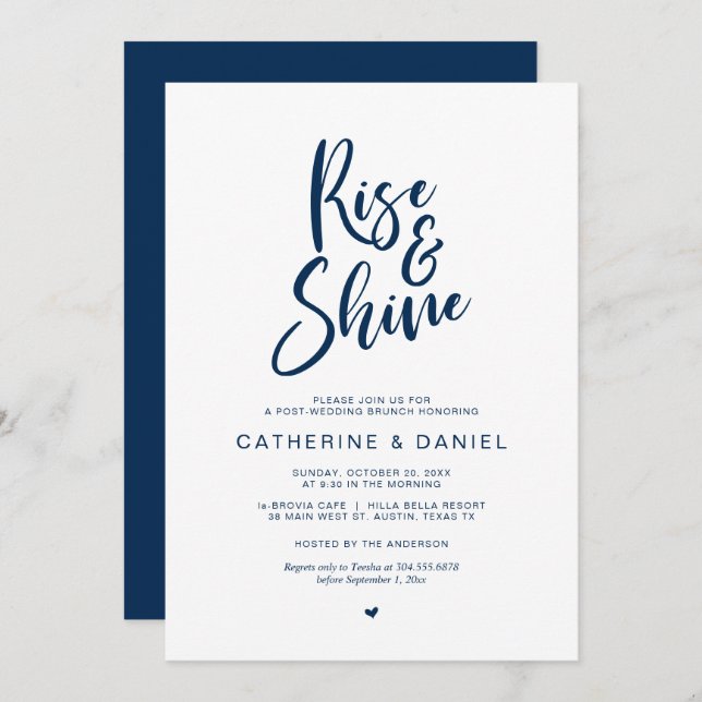 Convites Posto de casamento Brunch, Rise e Shine (Frente/Verso)