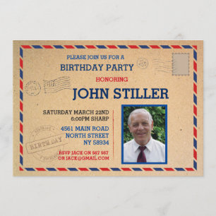 Convites Posto de Correio de Cartão-postal de Aniversário