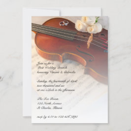 Convites Posto Violin White Roses Clássico Brunch