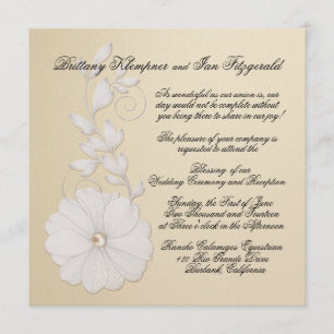 Convites Posy gravado bonito com champanhe metálico da