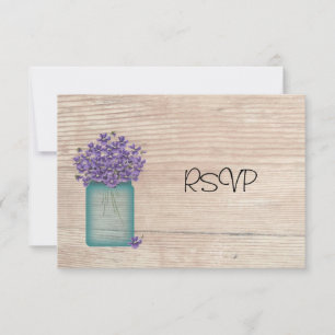 Convites Pote de Mason de Violetas RSVP de Recepção de Casa