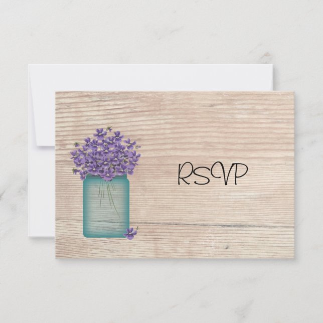 Convites Pote de Mason de Violetas RSVP de Recepção de Casa (Frente)