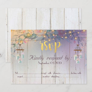 Convites Pote de Mason, Flores, RSVP de Madeira