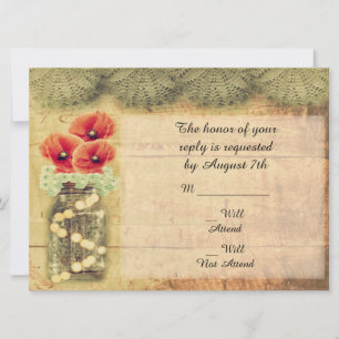 Convites Pote de Pedra Antigo Poppy Casamento R.S.V.P.