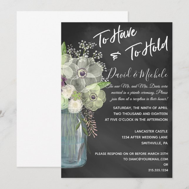 Convites Pote de Pedra Chalkboard/Convite de Depois do Casa (Frente/Verso)