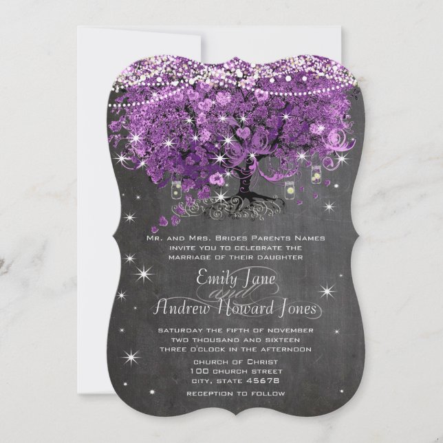 Convites Pote de Pedra Radiant Roxo Casamento (Frente)
