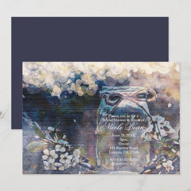 Convites Pote de Pedra Rústico & Casamento Floral (Frente/Verso)