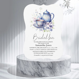 Convites Pote Floral Boho Blue Tea Party Chá de panela