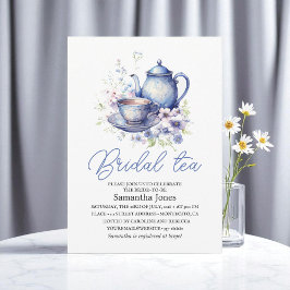 Convites Pote Floral Boho Blue Tea Party Chá de panela