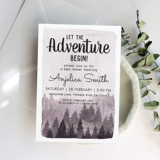 Convites Potência Única Da Floresta Rústica Pintada Por Aqu (Criador carregado)