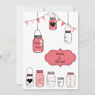 Convites Potes de Casamento Rosa - Obrigada