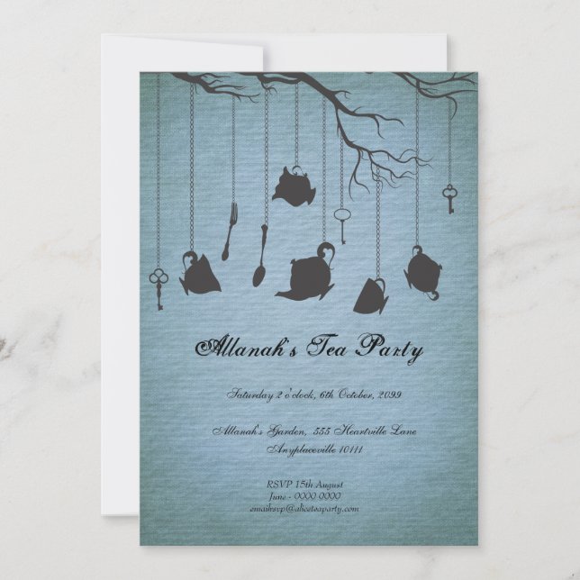 Convites Potes e Copas e Chaves Festa de Aniversário do Chá (Frente)