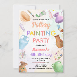 Convites Pottery Painting Birthday Invitation