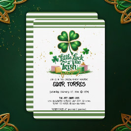 Convites Pouca sorte do Chá de fraldas Dourado de Shamrock