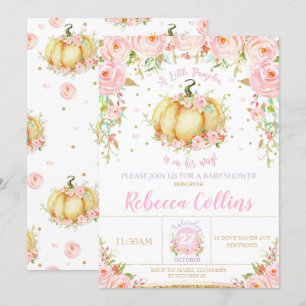 Convites Pouco bebé floral do rosa do chá de fraldas da