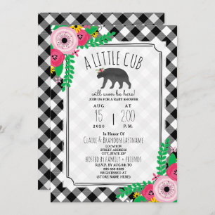 Convites Pouco preto da xadrez de Cub + Chá de fraldas