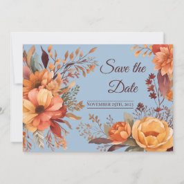 Convites Poupança de Data Floral Rústica Aquarela de Outono