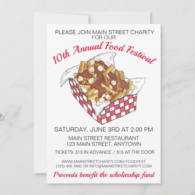 Convites Poutine Quebec, Canadá, Festa de Comida Canadiana (Frente)