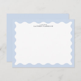 Convites Powder Blue Wavy Frame Note Card