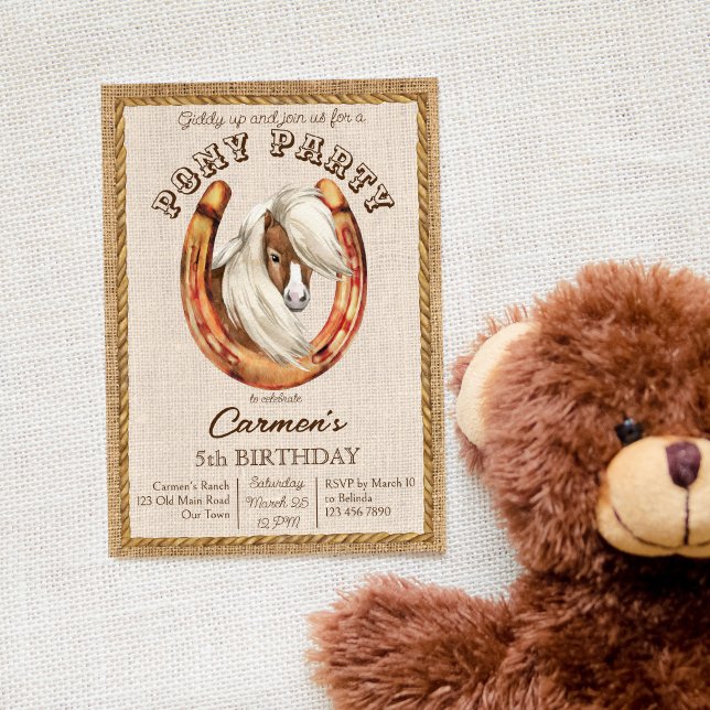 Convites Poy aniversariante, convide cowboy (Criador carregado)