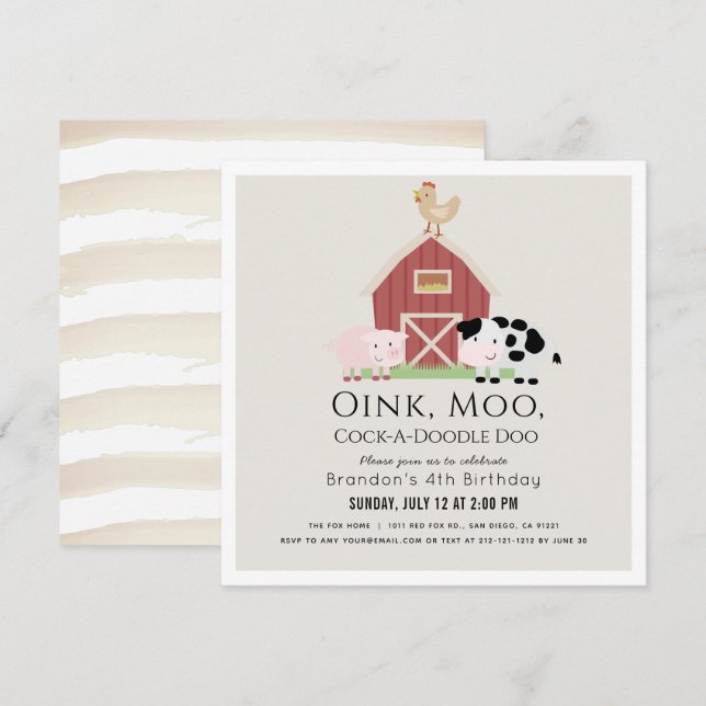 Convites Praça de Aniversário de Beige Birthday (Frente/Verso)