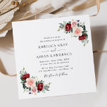 Convites Praça de Casamento Floral da Blush Burgundy Minima<br><div class="desc">Esta elegante coleção Romântica de Blooms apresenta cores d'água entrelaçadas e borbulhadas florais com folhas verdes emparelhadas com um serif clássico e fontes delicadas de sans a preto,  e rosa empoeirado de volta com um monograma personalizável. Itens correspondentes disponíveis.</div>