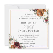 Praça de Casamento Floral de Ivory Burgundy, Laran