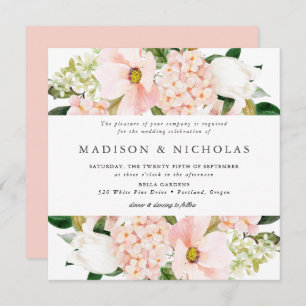 Convites Praça de Casamento Floral de primavera Blush