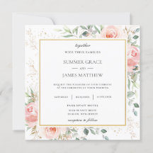 Praça de Casamento Verde Floral Cor-de-Rosa Suave