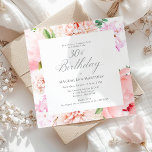 Convites Praça Floral Rosa aniversário de 30 anos do PARTID<br><div class="desc">Um belo e feminino convite de festas surpresa para celebrar um aniversário em estilo elegante. Um quadro de elegante cor d'água,  flores cor-de-rosa,  e verde rodeia os detalhes da sua festa. Este convite está disponível como convite impresso ou download digital.</div>