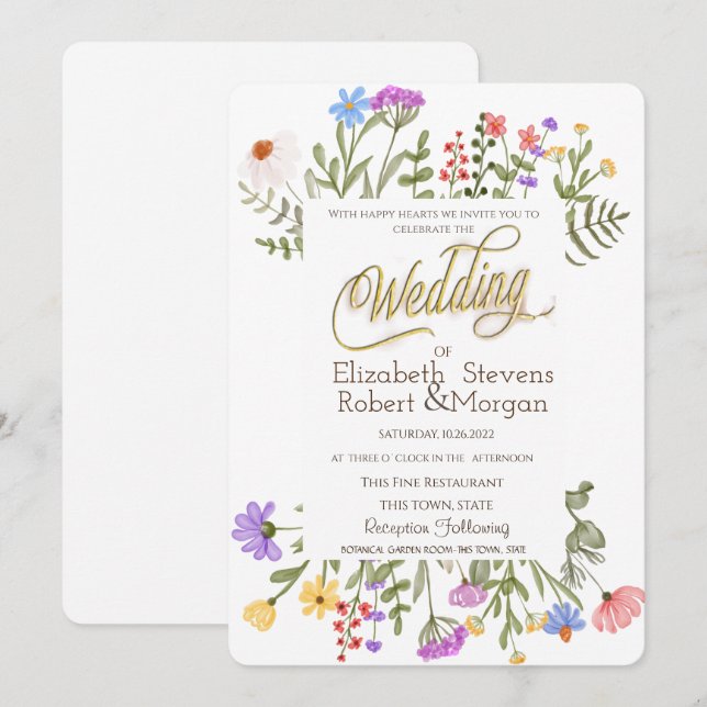 Convites Prado de flor selvagem (Frente/Verso)