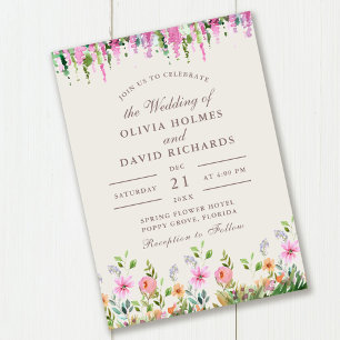 Convites Prado de Flores Silvestres Boho e Casamento Acácia