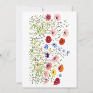 Convites Prado de flores silvestres com flores em aquarela 