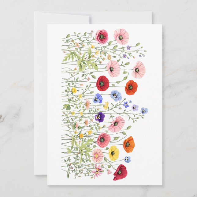 Convites Prado de flores silvestres com flores em aquarela  (Frente)