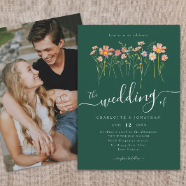 Convites Prado de Flores Silvestres Elegante Rótulo Fotográ