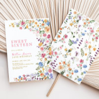 Prado de Flores Silvestres em Aquarela Sweet 16