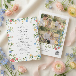 Convites Prado de Flores Silvestres Três Foto RSVP Casament