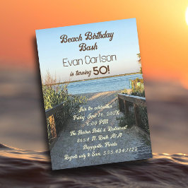 Convites Praia Birthday Boardwalk Sand Unisex Party