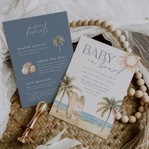 Convites Praia Costeira "Bebê em Conselho" Chá de fraldas d