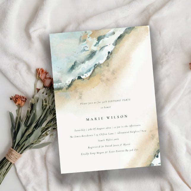 Convites Praia da Areia Costeira do Mar em Qualquer Idade A (Criador carregado)