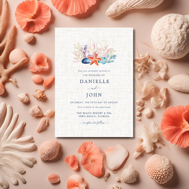 Convites Praia de Seashell Simples (Simple Seashell Beach Invitation)