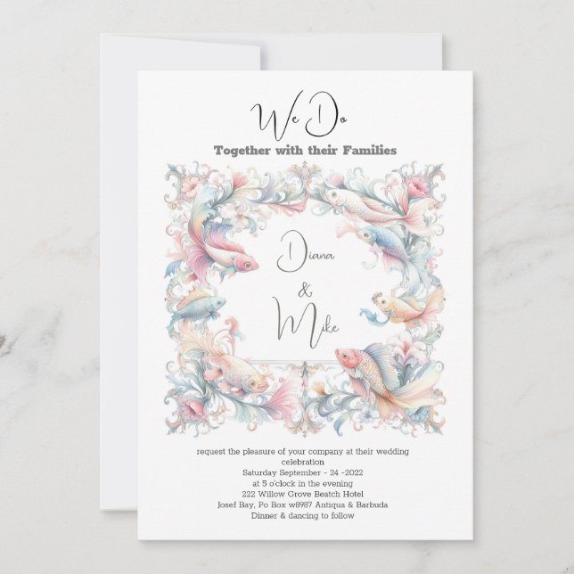 Convites Praia de Verão, com detalhes, (Frente)