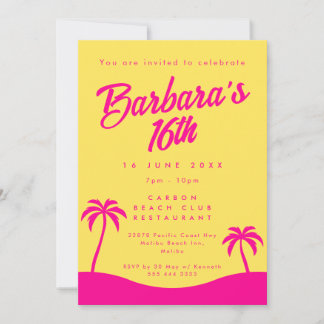 Convites Praia de Verão Moderno Amarelo Cor-de-Rosa 16