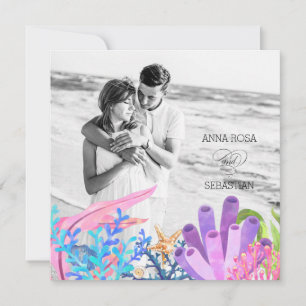 Convites *~* Praia no Mar AR7 QR RSVP PHOTO WEDDING