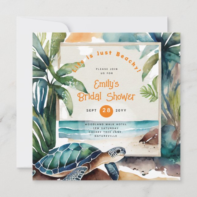 Convites Praia Oceano Costeiro CHUVA DE BEBÊ ANIVERSÁRIO CA (Frente)