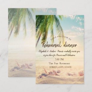 Convites Praia,Palm,Seastar,Janto de ensaio de Seashell