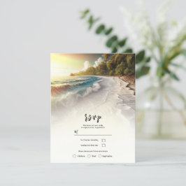 Convites Praia Paradisíaca Pôr do Sol Casamento Rústico à B