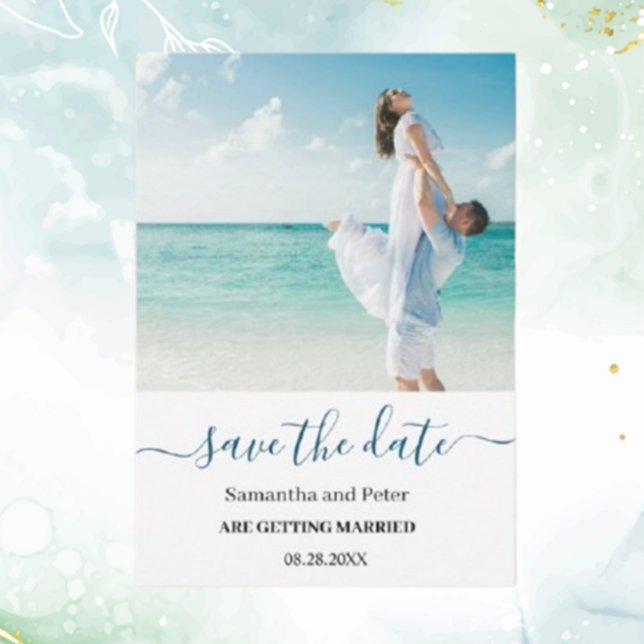 Convites Praia personalizada do modem de fotografia Guardar (Announce your special day with a custom photo modern beach save the date invitation.  )