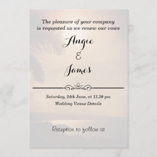 Convites Praia Sunset Wedding Vows Renewation Invitation