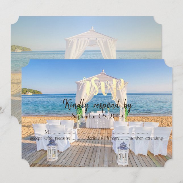 Convites Praia Tropical com Arbor  RSVP (Frente/Verso)